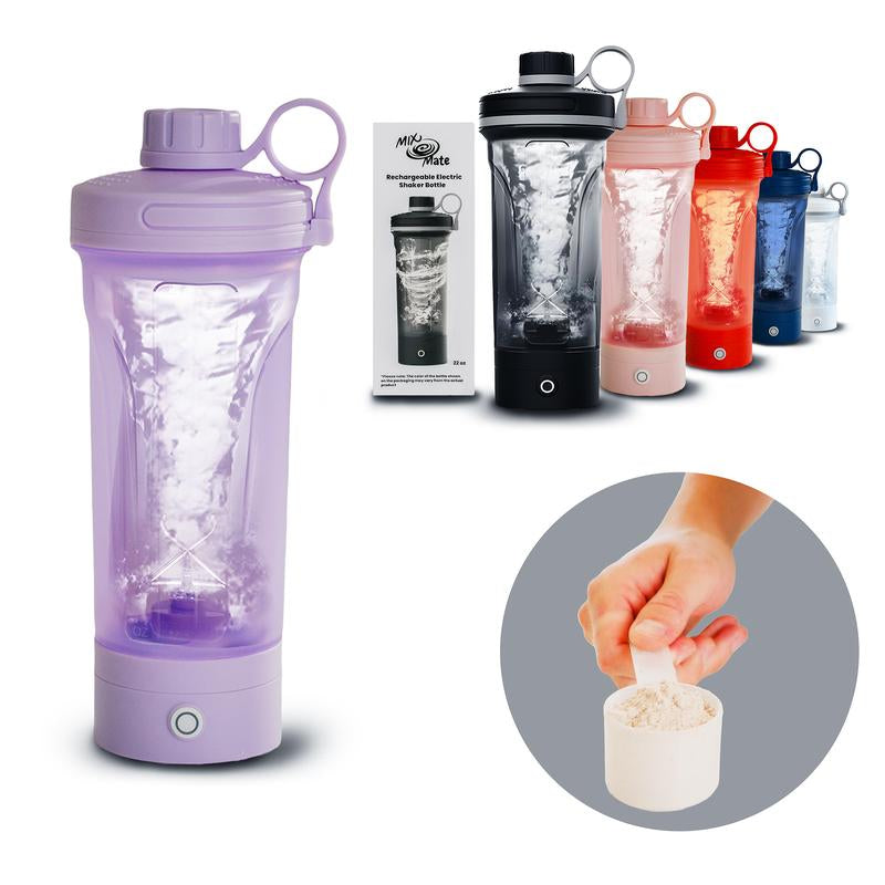 Mixmate | Electric Shaker Bottle, Gym Protein, Blender Bottle Blending Premium Bottles, Helimix Shaker Sport Water for Mixing Cups Powder Mixes, Rechargeable Type-C Cup, Self Stirring Rechargeable Shake Cup Fitness BPA Free