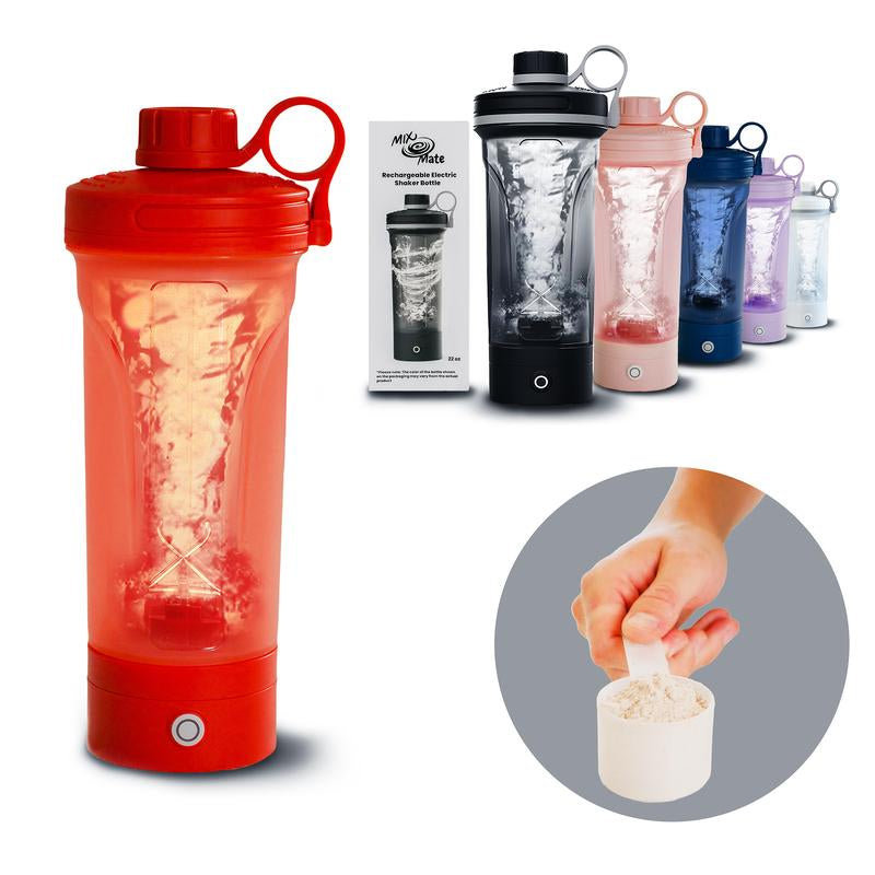 Mixmate | Electric Shaker Bottle, Gym Protein, Blender Bottle Blending Premium Bottles, Helimix Shaker Sport Water for Mixing Cups Powder Mixes, Rechargeable Type-C Cup, Self Stirring Rechargeable Shake Cup Fitness BPA Free